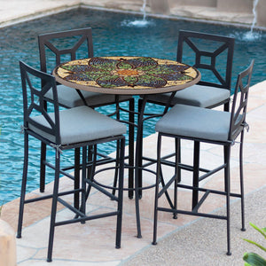 Monaco Mosaic High Dining Table-Iron Accents