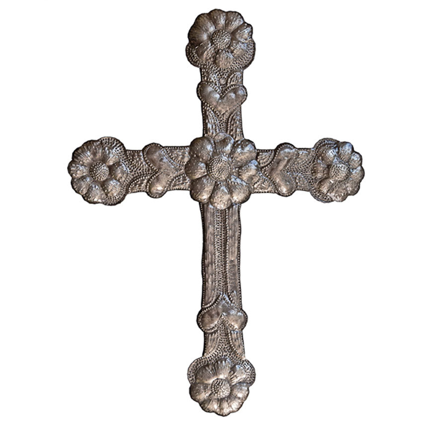 Flower Cross Design-Iron Accents