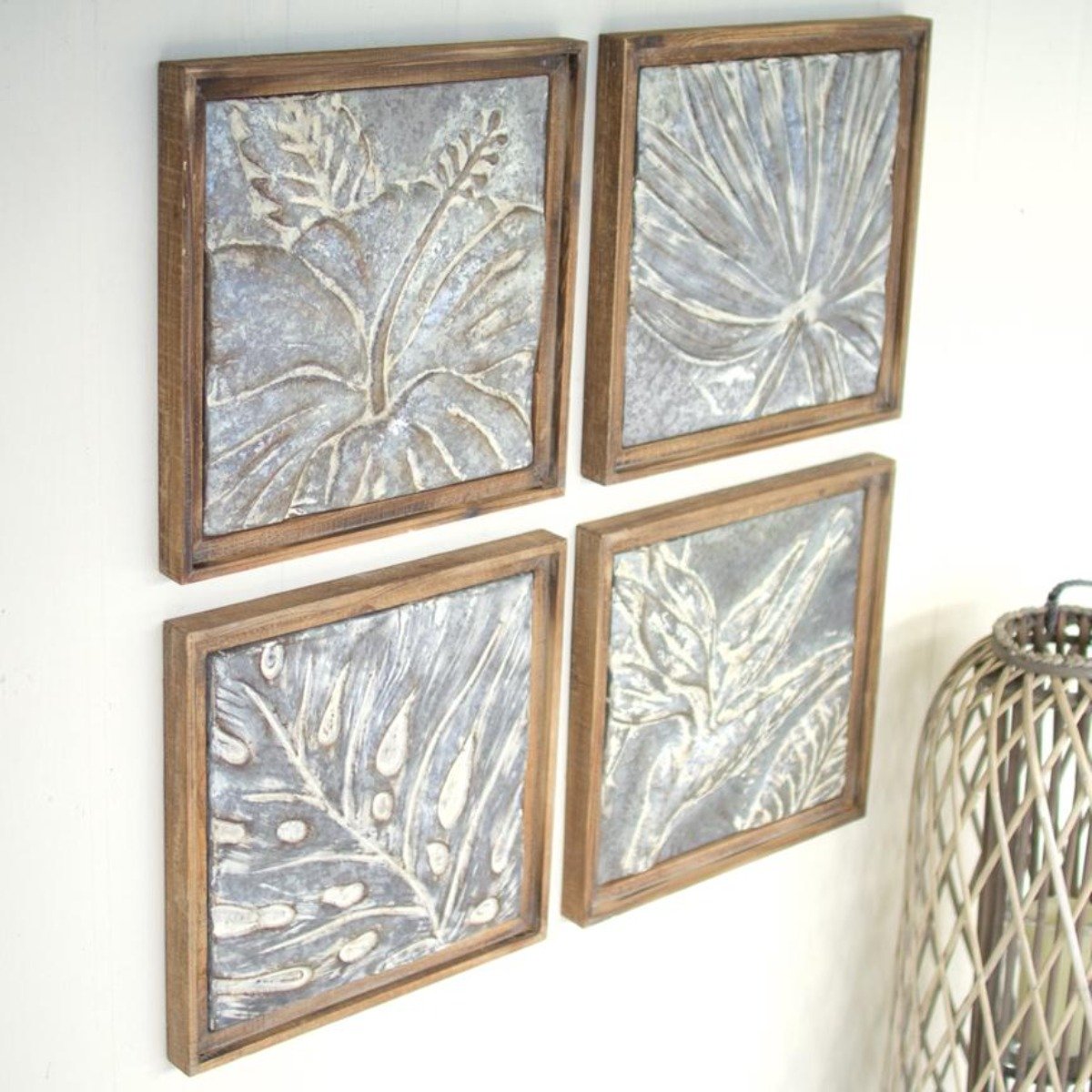 Framed Tropical Tiles (Set-4)-Wall | Iron Accents