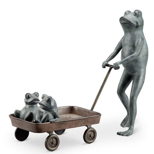 Frog Family Wagon Planter-Garden | Iron Accents