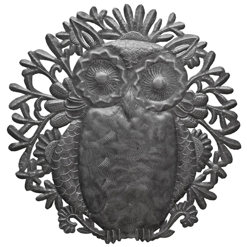 Garden Owl Plaque-Iron Accents