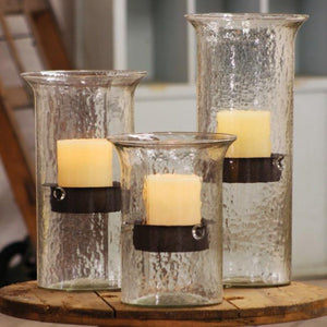 Glass Candle Cylinders w/ Inserts-Lighting | Iron Accents