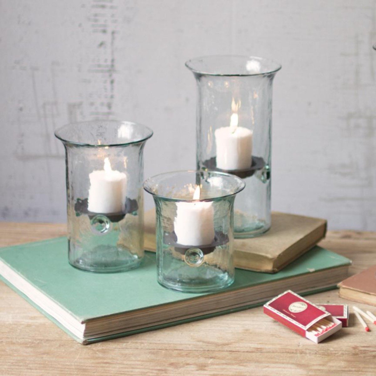 Glass Votive Cylinders (Set-3)-Lighting | Iron Accents