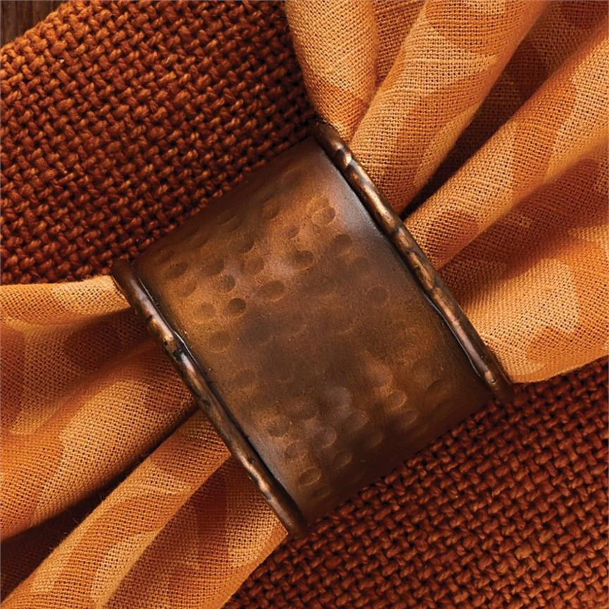 Hammered Copper Napkin Ring (Set-4)-Iron Accents