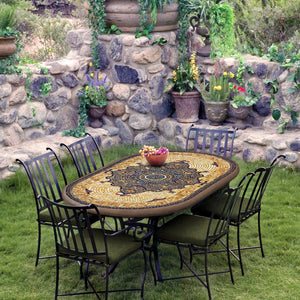 Mosaic Patio Table - 72x42-Iron Accents
