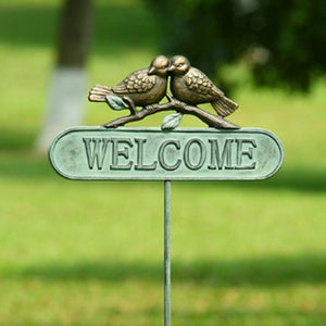 Lovebirds Welcome Sign-Garden | Iron Accents