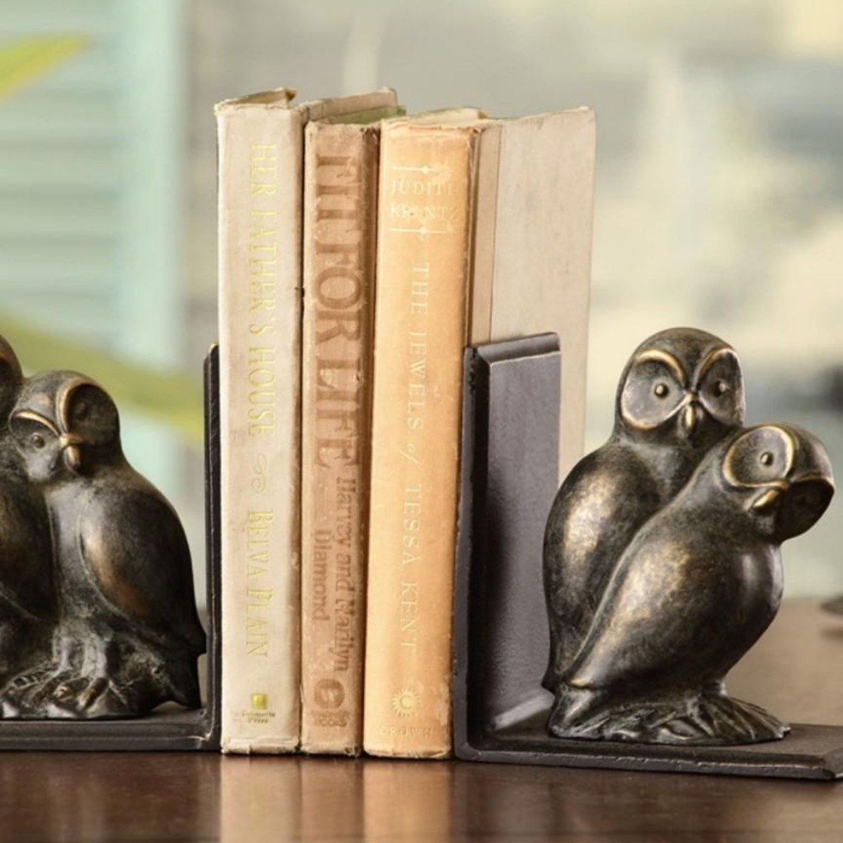 Lovey Owls Bookends (Set-2)-Decor | Iron Accents