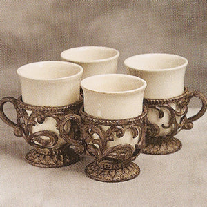 Mug w/ Metal Holder (Set-4)-Iron Accents
