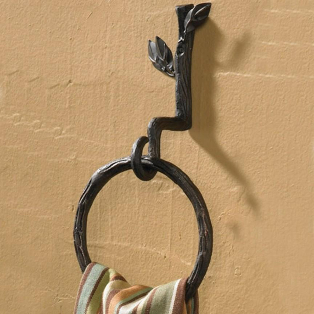 Natures Walk Towel Ring-Iron Accents