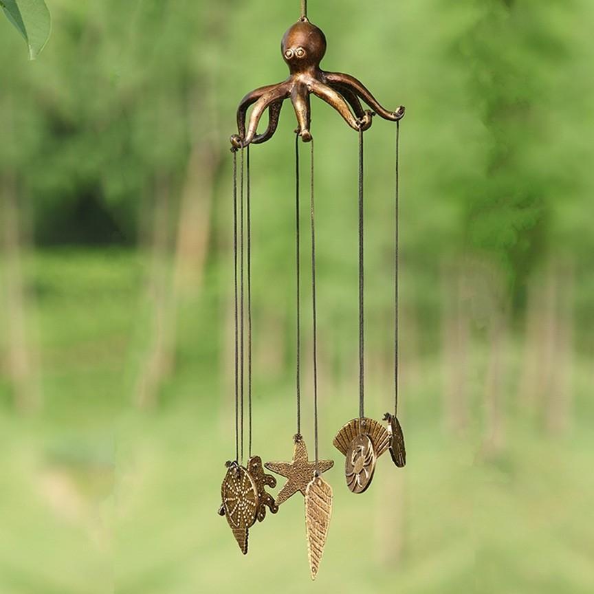 Octopus and Seashell Wind Chime-Garden | Iron Accents
