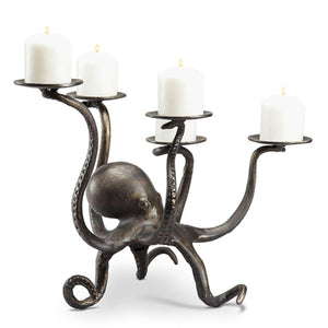 Octopus Pillar Candelabra-Decor | Iron Accents