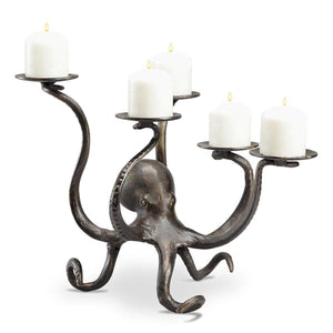 Octopus Pillar Candelabra-Decor | Iron Accents