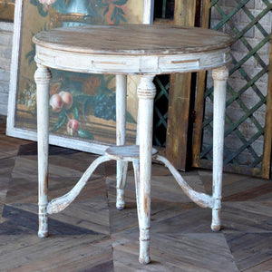 Painted Petite Round Table-Iron Accents
