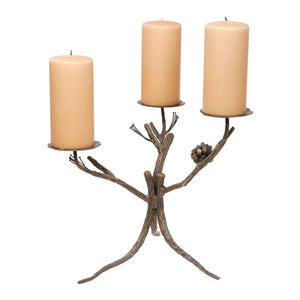 Pine Hand Forged Candelabra-Iron Accents