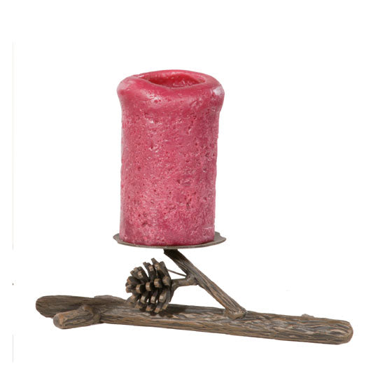 Pine Candleholder-Iron Accents