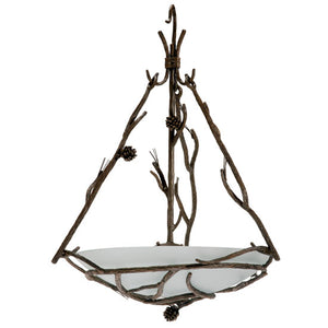 Pine Globe Chandelier-Iron Accents