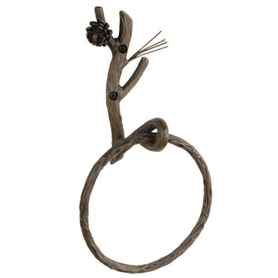 Pine Wrought Iron Towel Ring-Iron Accents