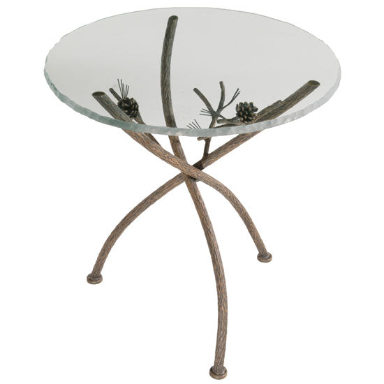 Pine Tripod Table-Iron Accents