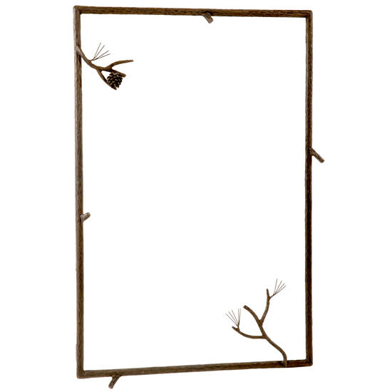 Pine Wall Mirror-Iron Accents