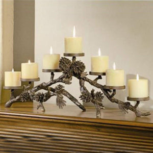Pinecone Mantel Candle Holder-Decor | Iron Accents