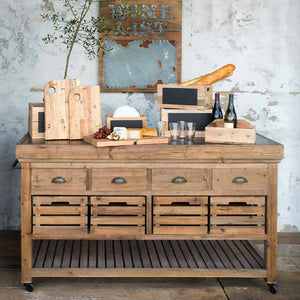 Rolling Kitchen Island-Iron Accents