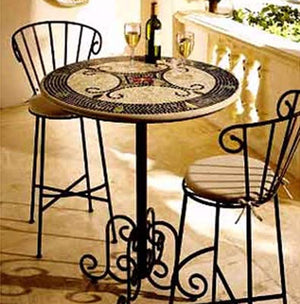 Round Bar Stool (Set-2)-Iron Accents