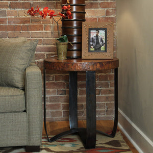Round Strap End Table or Base for 24" Top-Iron Accents