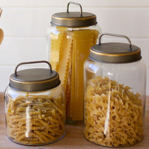 Rustic Glass Canisters (Set-3)-Tableware | Iron Accents