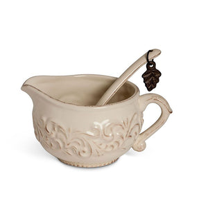 Gravy Boat with Ladle-Iron Accents