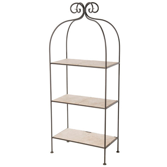 Scroll Double 3-Tier Shelf-Iron Accents