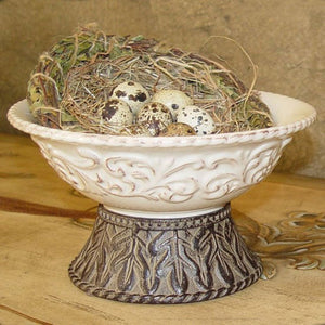 9" Serving Bowl w/ Pedestal-Iron Accents