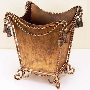 Swag & Tassel Waste Basket-Iron Accents
