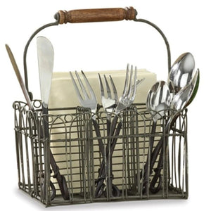Vintage Flatware Napkin Caddy-Iron Accents
