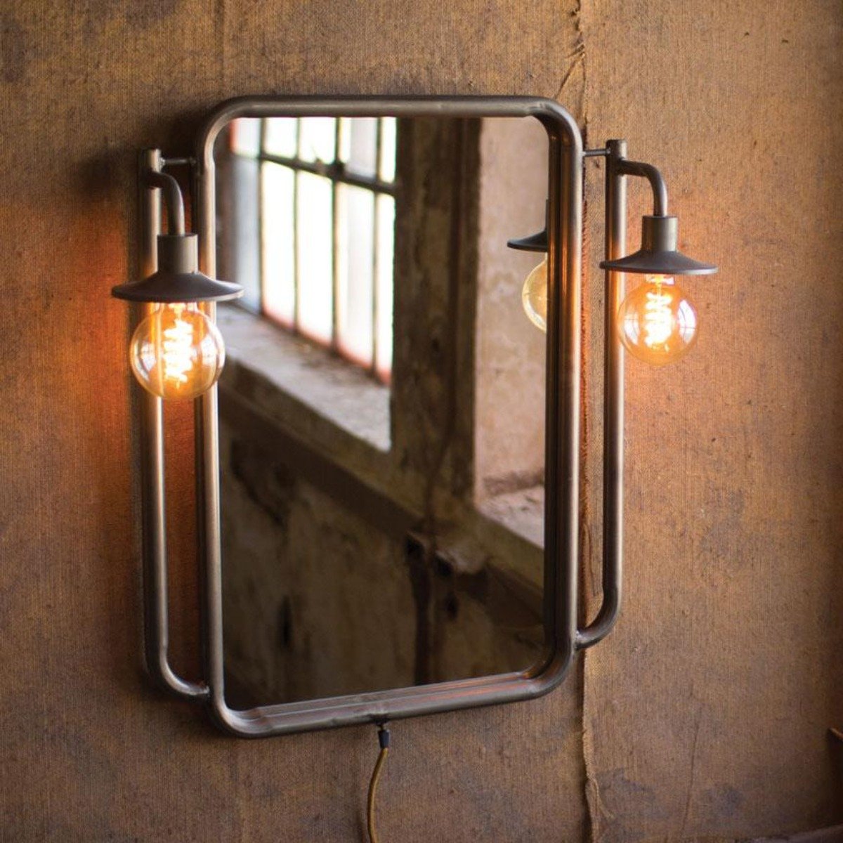 Wall Mirror w/ Lights-Wall | Iron Accents