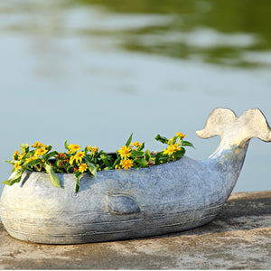 Whale Planter-Iron Accents