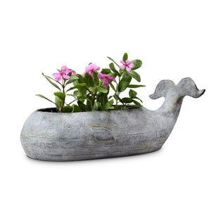 Whale Planter-Iron Accents