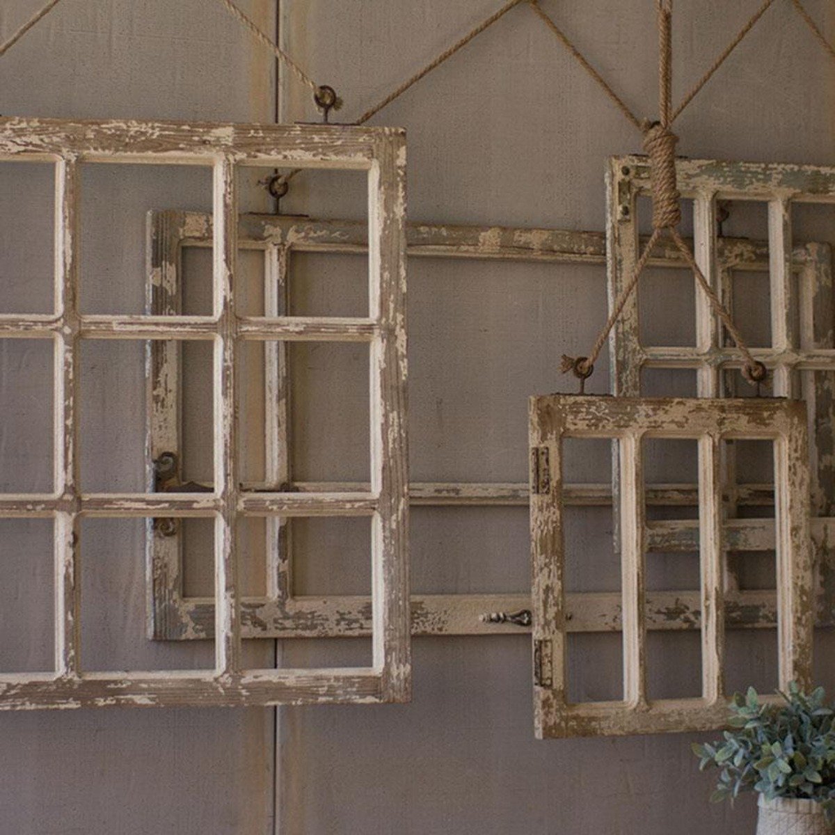 Window Frame Wall Art (Set-4)-Wall | Iron Accents