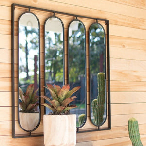 Window Framed Oval Mirrors-Wall | Iron Accents