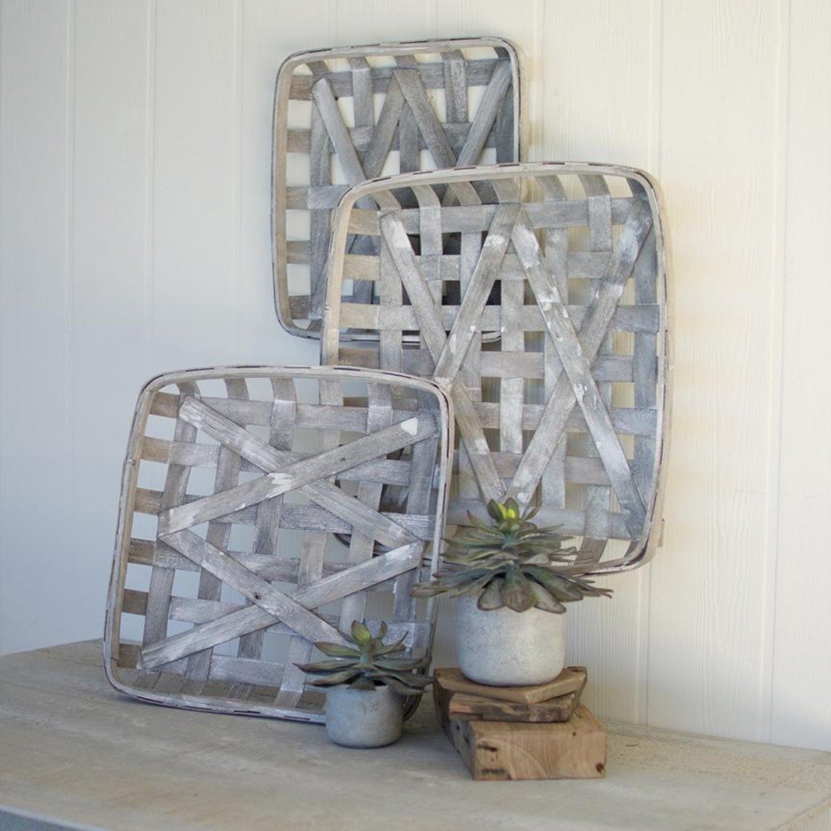 Woven Split Wood Baskets (Set-3)-Decor | Iron Accents