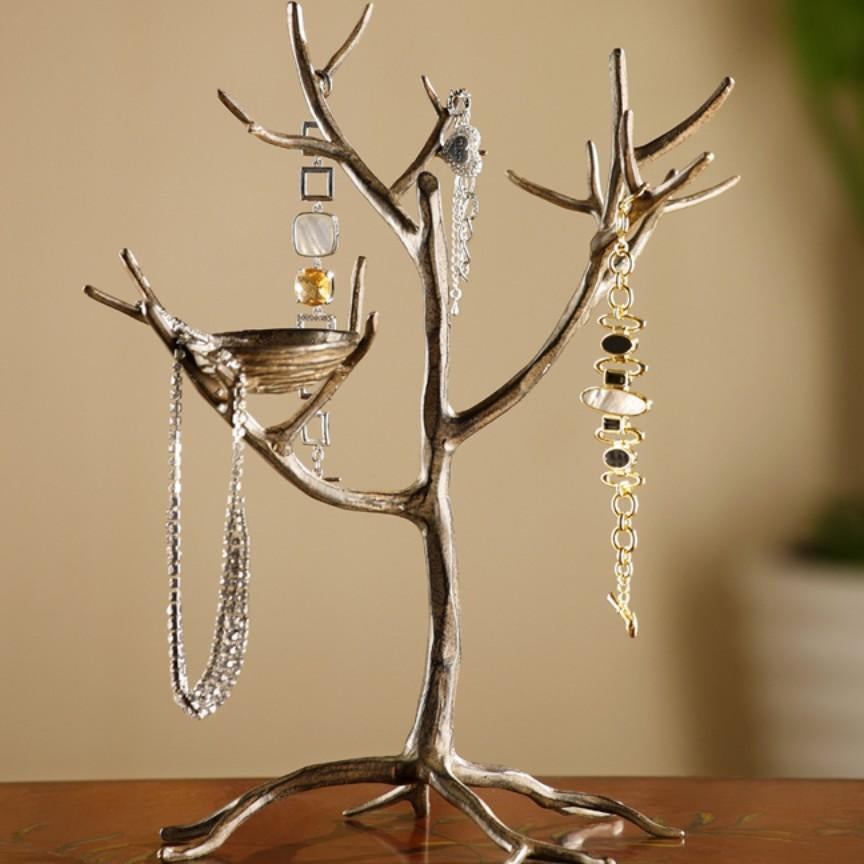 Decorative branch-style jewelry tree for necklaces and bracelets