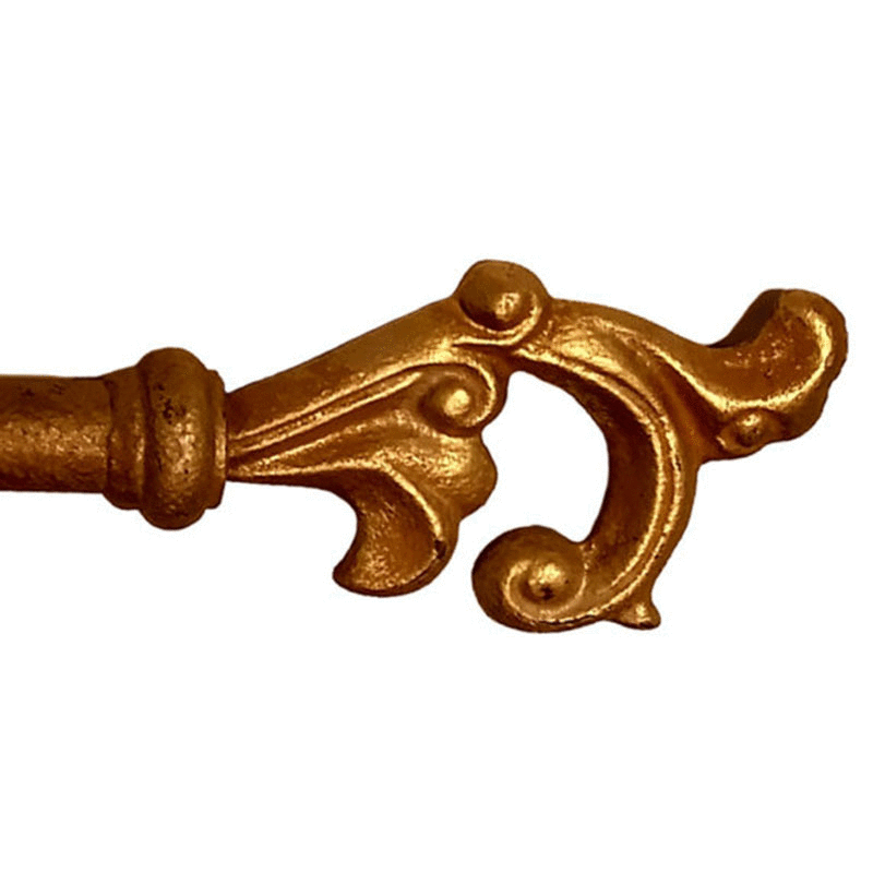 Decorative gold iron curtain rod with sculptural finial