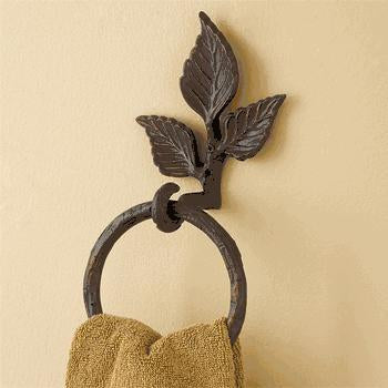 Decorative wrought iron towel ring