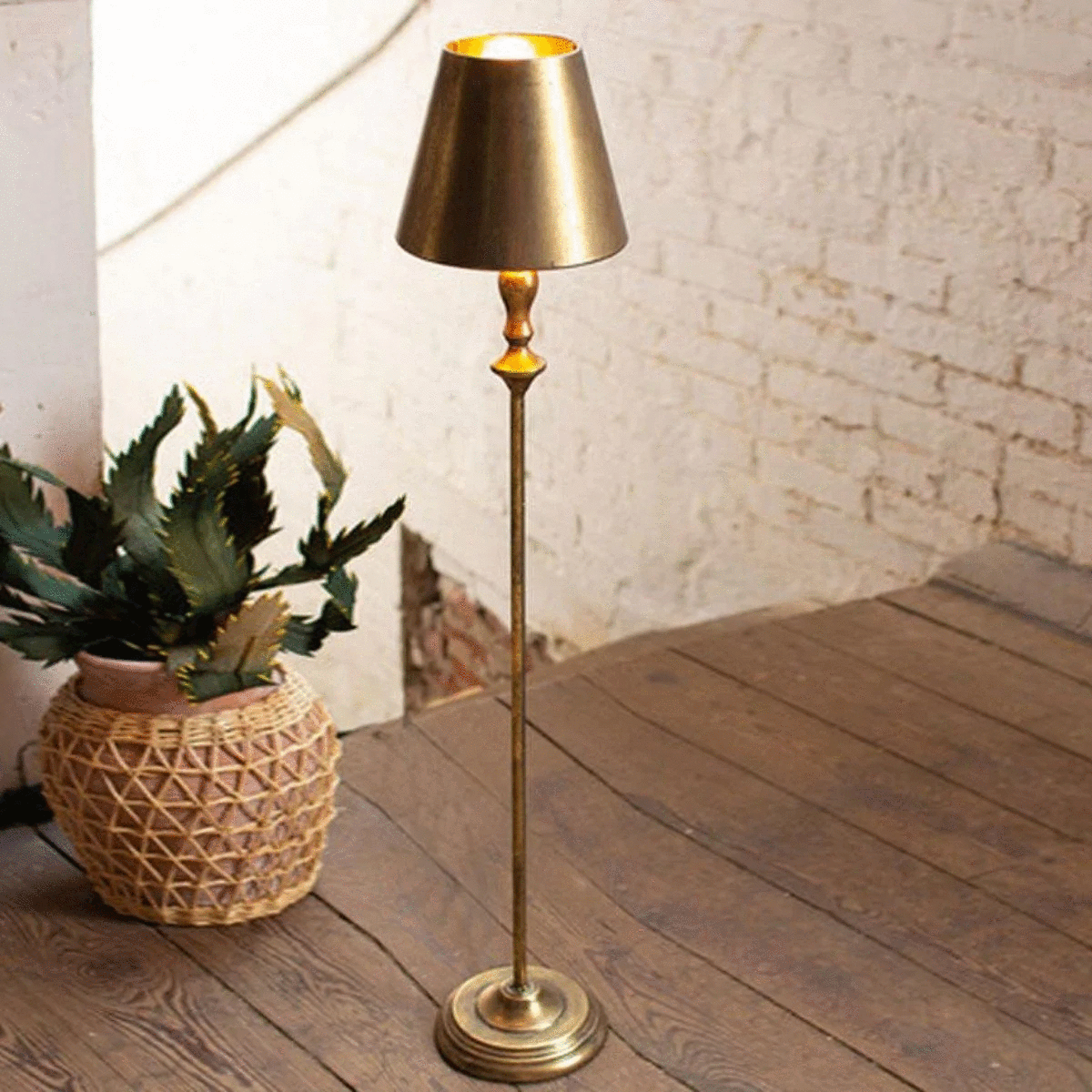 Tall metal floor lamp for living room or reading area