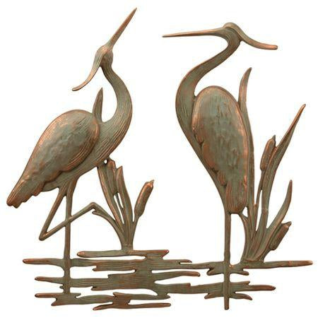 Decorative metal heron outdoor wall art