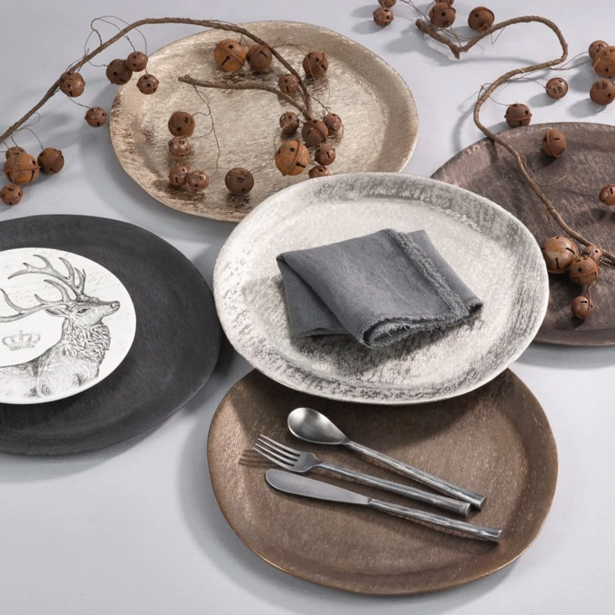 Decorative charger or woven placemat beneath a place setting