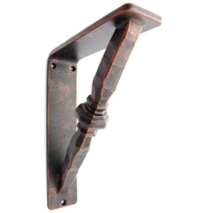 Wrought iron corbel used beneath a countertop overhang