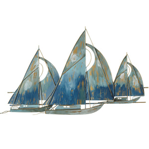 Sailboats Distressed Metal Relief