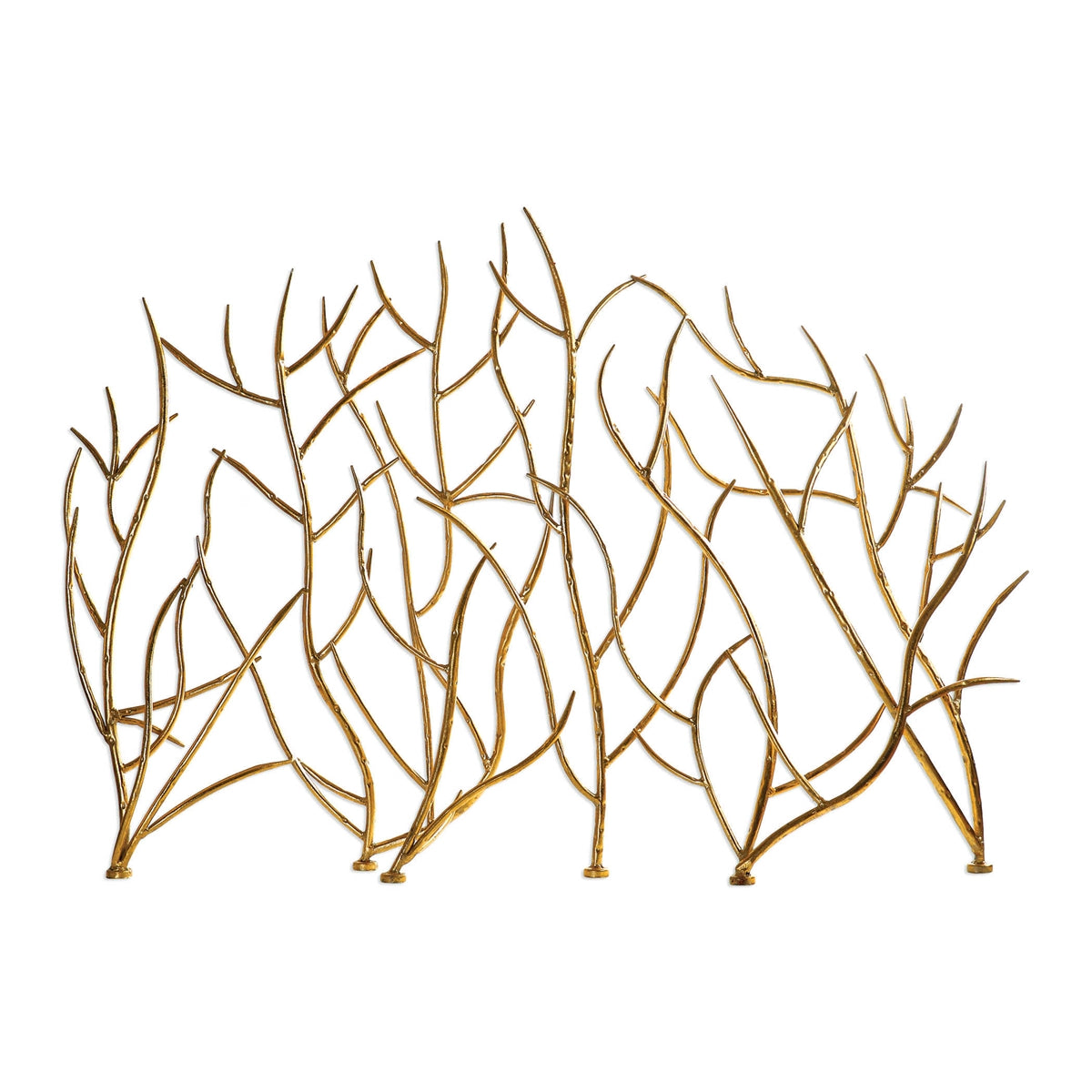 Golden Branches Iron Fireplace Screen
