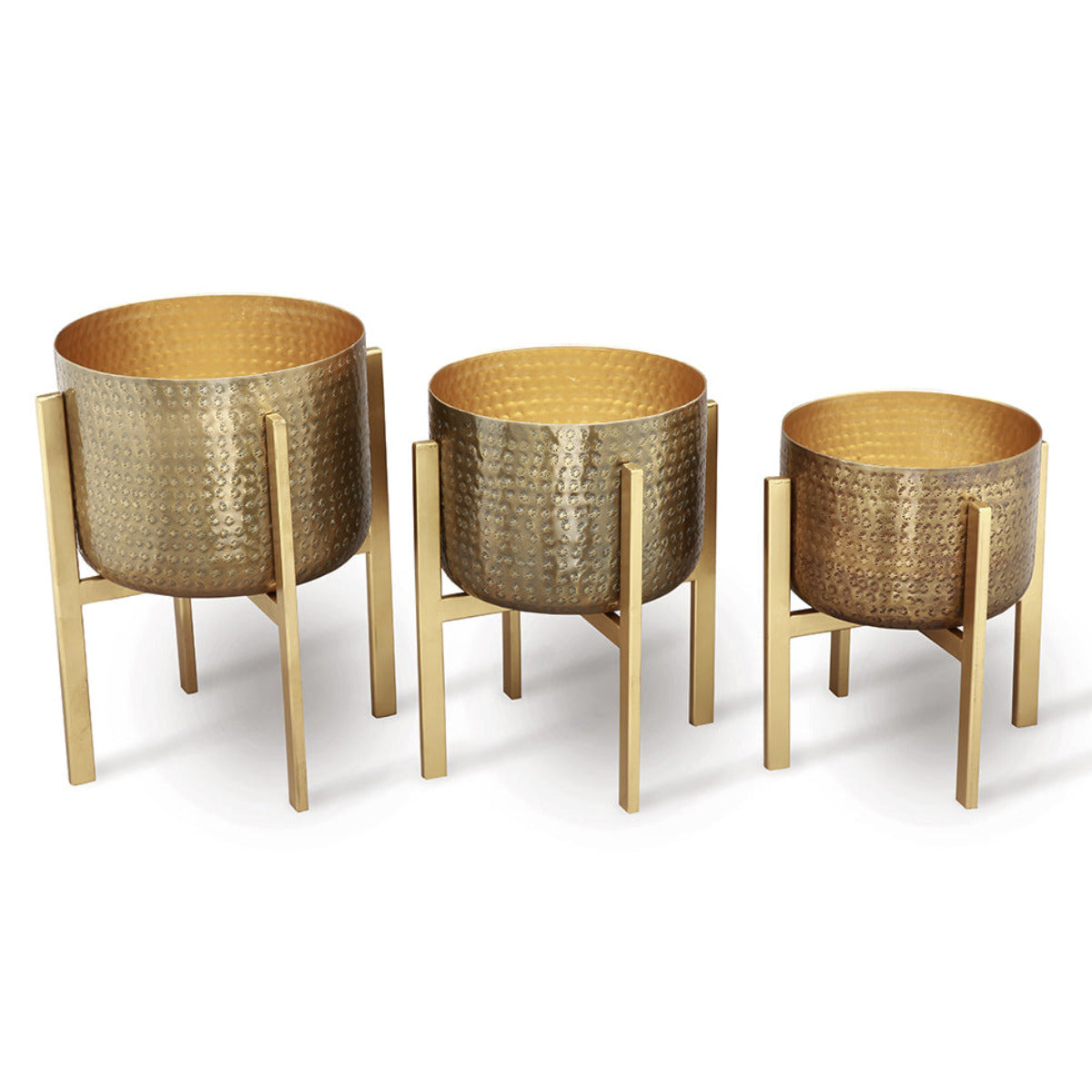 gold metal plant hanger Metal Plant Holder Trio | Stylish Aluminum Plant Holders