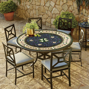 Tuscan Lemons Mosaic Patio Table-Iron Accents